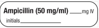 PDC Healthcare Drug Label MedVision® Anesthesia Label Ampicillin(50mg/mL_mg IV White 3/8 X 1-7/16 Inch - Roll of 666 - MV02SW3251-RL