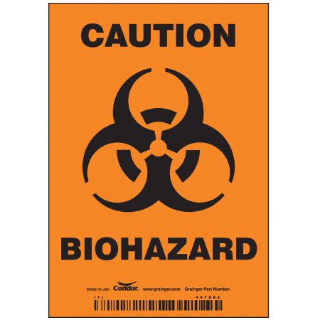Grainger Wall Sign Caution Brady™ Caution Biohazard with Symbol - Each - 447X02-EA
