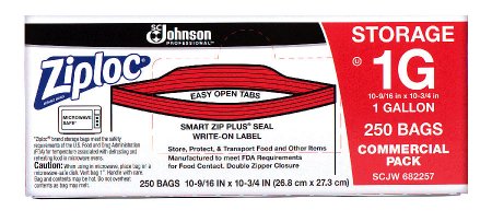 RJ Schinner Co Reclosable Bag Ziploc® Plastic Clear Zipper Closure - Case of 250 - 682257-CS