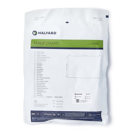 O&M Halyard Inc General Purpose Drape Half Drape 40 W X 58 L Inch Sterile - Case of 60 - 47614-CS