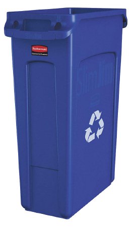 RJ Schinner Co Recycling Container Rubbermaid® Slim Jim® 23 gal. Rectangular Blue Resin Open Top - Each - FG354007BLUE-EA-EA