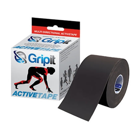 Fabrication Enterprises Kinesiology Tape Gripit ACTIVETAPE V2 Black 2 Inch X 5-1/2 Yard Memory Fabric NonSterile - Roll of 1 - 24-0270BLK-PL-RL