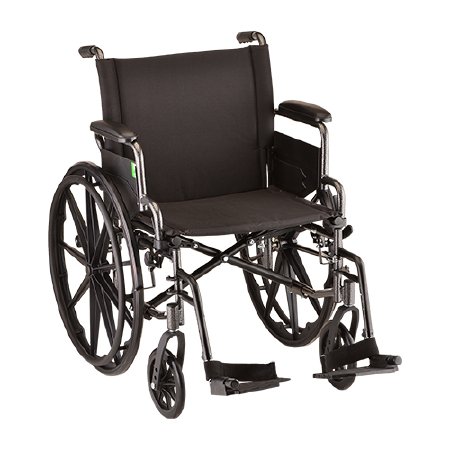 Nova Ortho-Med Lightweight Wheelchair Nova Desk Length Arm Swing-Away Footrest 20 Inch Seat Width Adult 300 lbs. Weight Capacity - Each - 7200L-EA