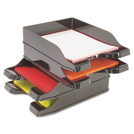 Deflecto® Docutray Multi-Directional Stacking Tray Set, 2 Sections, Letter to Legal Size Files, 10.13" x 13.63" x 2.5", Black, 2/Pack - ST/1 - DEF-63904-ST