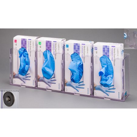 Poltex Inc Glove Box Holder Magnet Mounted 4-Box Capacity Clear 10-1/4 W X 3-3/4 D X 20 H Inch PETG Plastic - Each - 4GBSHORT-M-EA