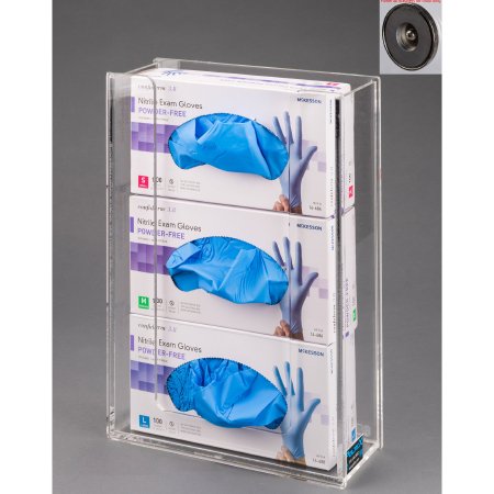 Poltex Inc Glove Box Holder Magnet Mounted 3-Box Capacity Clear 10-1/4 W X 3-3/4 D X 15 H Inch Acrylic - Each - ACGB3-M-EA