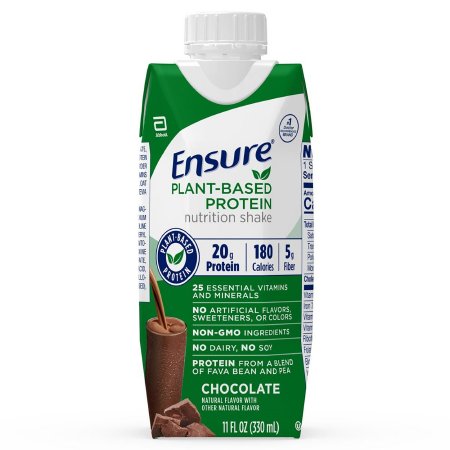 Abbott Nutrition Oral Supplement Ensure® Plant Based Protein Nutrition Shake Chocolate Flavor Liquid 11 oz. Carton - Case of 3 - 67453-CS