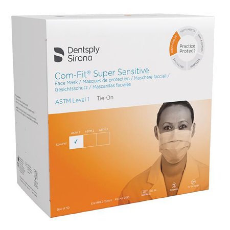 DS Healthcare Procedure Mask Com-Fit® Super Sensitive Pleated Tie Closure One Size Fits Most White NonSterile ASTM Level 1 Adult - Each - 20344-EA