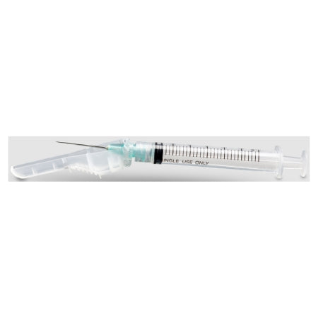 McKesson Safety Hypodermic Syringe with Needle McKesson Prevent® 3 mL 1 Inch 23 Gauge Hinged Safety Needle Ultra Thin Wall - Each - 102-SN3C231S3-EA
