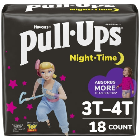 Kimberly Clark Female Toddler Training Pants Pull-Ups® Night-Time® Size 3T to 4T Disposable Heavy Absorbency - Case of 72 - 51344-CS