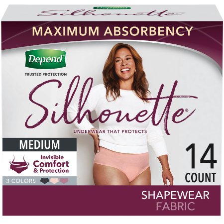 Kimberly Clark Female Adult Absorbent Underwear Depend® Silhouette® Pull On with Tear Away Seams Medium Disposable Heavy Absorbency - Case of 28 - 51412-CS