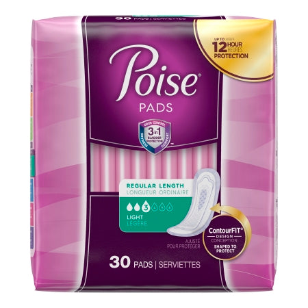 Kimberly Clark Bladder Control Pad Poise® 9.33 Inch Length Light Absorbency Sodium Polyacrylate Core One Size Fits Most - Pack of 30 - 51668-PK