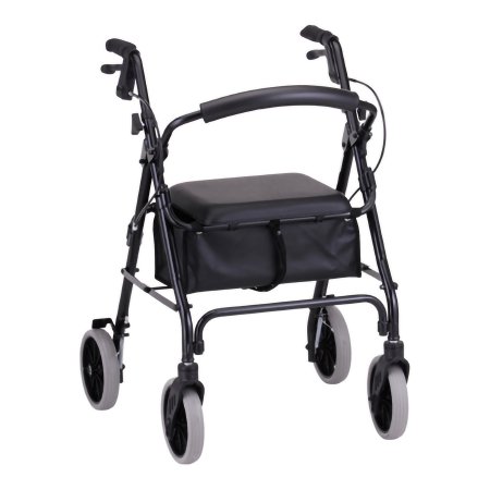 Nova Ortho-Med 4 Wheel Rollator Zoom 22 Black Adjustable Height / Folding Aluminum Frame - Case of 1 - 4222BK-CS
