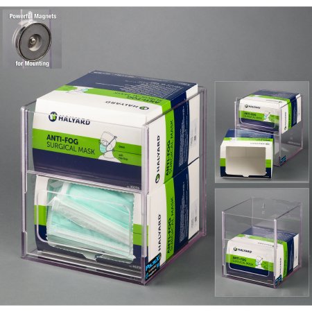 Poltex Inc Face Mask Dispenser Magnetic Mount 2-Box Capacity Clear 8 X 9.6 X 9-1/4 Inch PETG Plastic - Each - ANTIFOG2VM-M-EA