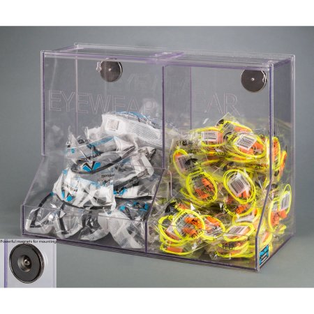 Poltex Inc Eyewear / Ear Plug Dispenser Magnetic Mount Clear 8.2 X 13-1/2 X 18-1/2 Inch Plastic - Each - BLKEYEEAR-M-EA