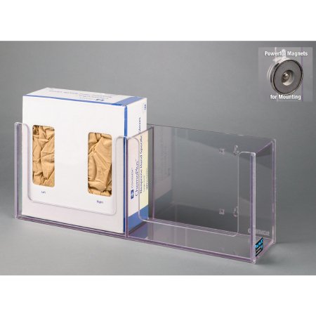 Poltex Inc Glove Box Holder Magnet Mounted 2-Box Capacity Clear 10-1/2 X 7.9 X 4.5 Inch PETG Plastic - Each - CHEMO2-M-EA