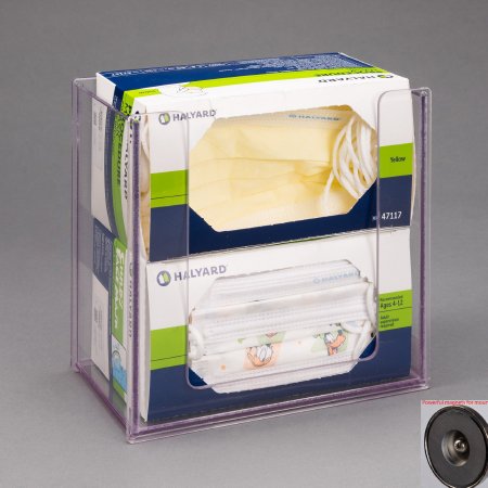 Poltex Inc Face Mask Dispenser Magnetic Mount 2-Box Capacity Clear 4-1/2 X 7-1/2 X 7-3/4 Inch PETG Plastic - Each - CHLADLTMSK-M-EA