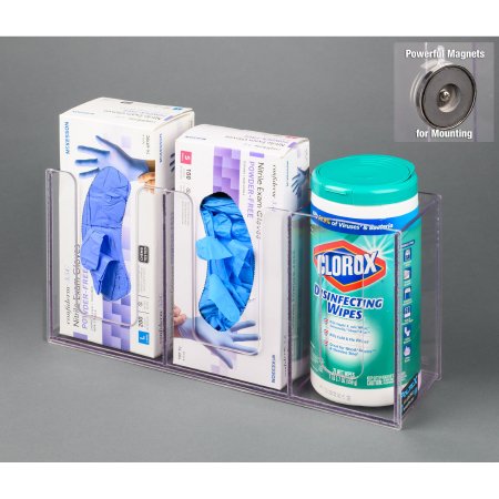 Poltex Inc Glove and Wipe Holder Magnet Mount 7-1/2 X 16-1/2 Inch PETG Plastic - Each - GB2WIPE-M-EA