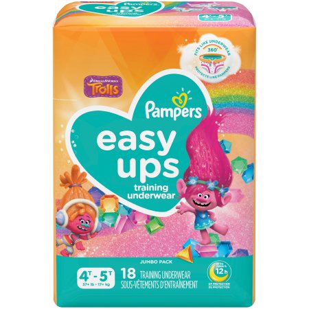 Procter & Gamble Female Toddler Training Pants Pampers® Easy Ups™ Pull On with Tear Away Seams Size 4T to 5T Disposable Moderate Absorbency - Case of 72 - 00037000766216-CS