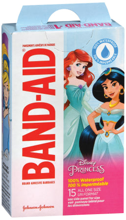 Johnson & Johnson Consumer Adhesive Strip Band-Aid® 1 X 3 Inch Plastic Rectangle Kid Design (Disney Princess) Sterile - Box of 15 - 10381371190536-BX