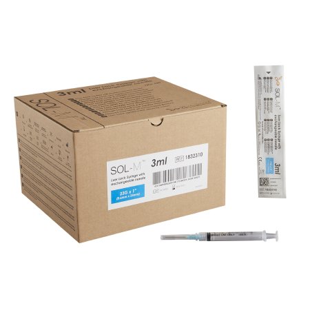 Sol-Millennium Medical Standard Hypodermic Syringe with Needle Sol-M™ 3 mL 1 Inch 23 Gauge NonSafety Regular Wall - Case of 800 - 1832310-CS