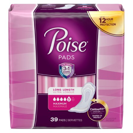 Kimberly Clark Bladder Control Pad Poise® 14.6 Inch Length Heavy Absorbency Sodium Polyacrylate Core One Size Fits Most - Case of 78 - 44561-CS