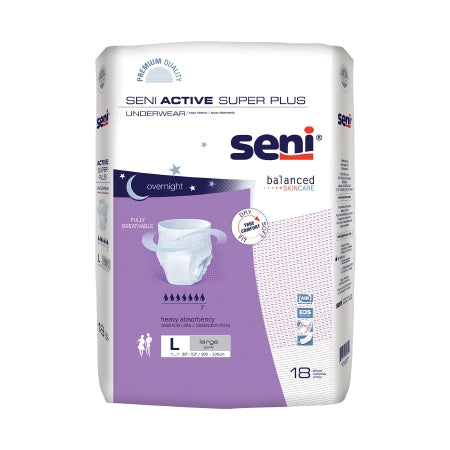TZMO USA Inc Unisex Adult Absorbent Underwear Seni® Active Super Plus Pull On with Tear Away Seams Large Disposable Heavy Absorbency - Case of 72 - S-LA18-AP1-CS