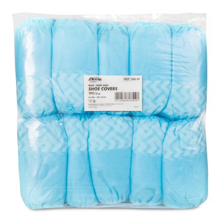 Dukal Shoe Cover One Size Fits Most Shoe High Nonskid Sole Blue NonSterile - Bag of 100 - 350-10-BG