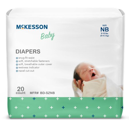 McKesson Unisex Baby Diaper McKesson Newborn Disposable Heavy Absorbency - Bag of 20 - BD-SZNB-BG