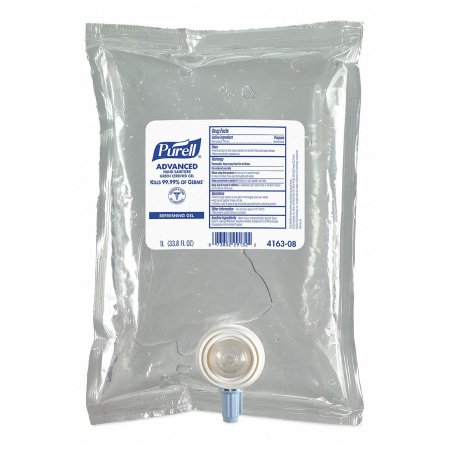 GOJO Hand Sanitizer Purell® Advanced 1,000 mL Ethyl Alcohol Gel Dispenser Refill Bag - Case of 8 - 4163-08-CS