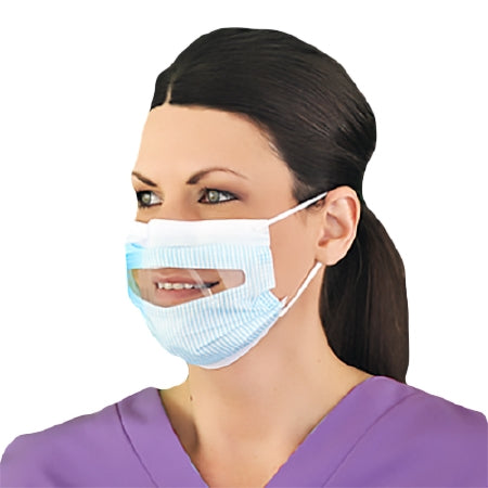 Prestige Ameritech Procedure Mask ProGear® Clear-View® Anti-fog Film Clear Visor Window Earloops One Size Fits Most Blue NonSterile ASTM Level 1 Adult - Box of 25 - FM86010-BX