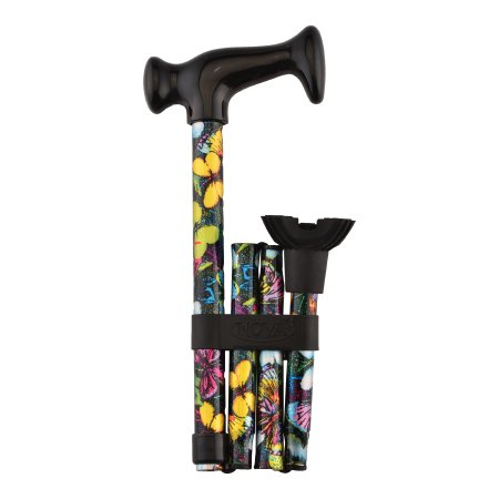 Nova Ortho-Med Folding Cane QT Cane Aluminum 29-1/2 to 36-1/2 Inch Height Butterflies Print - Case of 20 - QT3022-CS