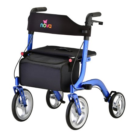 Nova Ortho-Med 4 Wheel Rollator EXPRESS Blue Adjustable Height / Folding Aluminum Frame - Each - 4328BL-EA