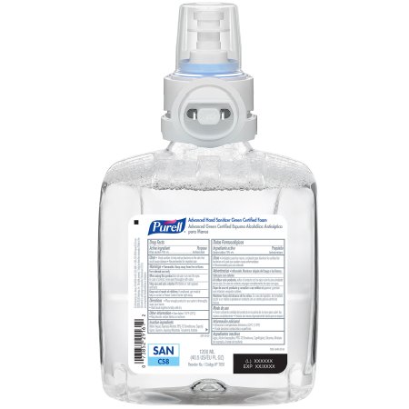 GOJO Hand Sanitizer Purell® Advanced Green Certified 1,200 mL Ethyl Alcohol Foaming Dispenser Refill Bottle - Case of 2 - 7851-02-CS