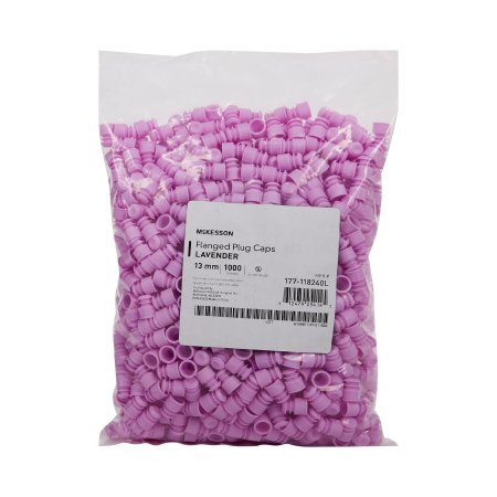 McKesson McKesson Tube Closure Polyethylene Flanged Plug Cap Lavender 13 mm For Use with 13 mm Blood Drawing Tubes, Glass Test Tubes, Plastic Culture Tubes NonSterile - Case of 20000 - 177-118240L-CS