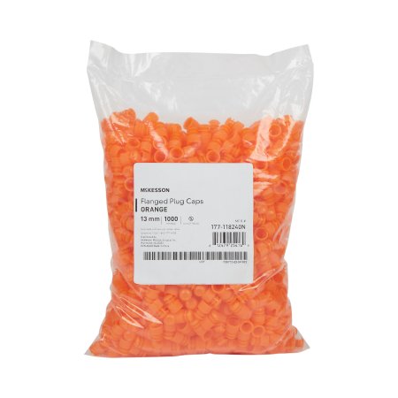 McKesson McKesson Tube Closure Polyethylene Flanged Plug Cap Orange 13 mm For Use with 13 mm Blood Drawing Tubes, Glass Test Tubes, Plastic Culture Tubes NonSterile - Bag of 1000 - 177-118240N-BG