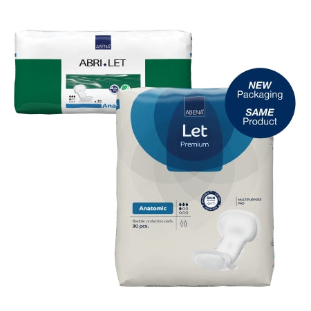 Abena North America Incontinence Liner Abri-Let Anatomic 8 X 17 Inch Moderate Absorbency Fluff / Polymer Core One Size Fits Most - Bag of 20 - 300215-BG