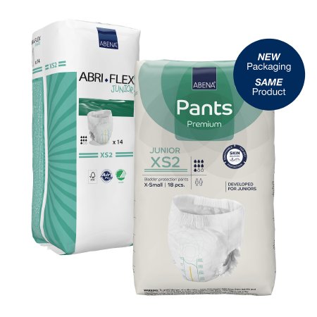 Abena North America Unisex Youth Absorbent Underwear Abri-Flex™ Junior Pull On with Tear Away Seams 2X-Small Disposable Moderate Absorbency - Bag of 14 - 1000018730-BG