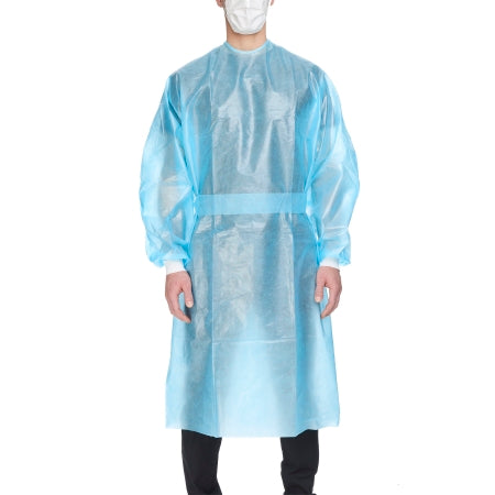 McKesson Chemotherapy Procedure Gown McKesson X-Large Blue NonSterile AAMI Level 2 / ASTM D6978 Disposable - Bag of 10 - 16-55KVX-BG