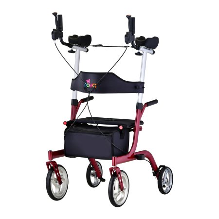 Nova Ortho-Med 4 Wheel Rollator PHOENIX RISE UP Red Adjustable Height / Folding Aluminum Frame - Each - 4801RD-EA