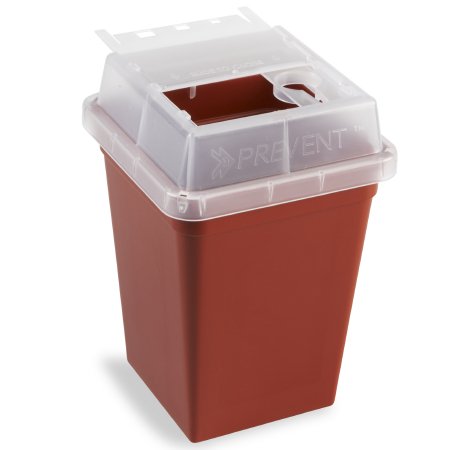 Heathrow Scientific LLC Sharps Container Red Base 4-1/2 X 4-1/2 X 7-1/2 Inch Vertical Entry 0.25 Gallon - Case of 18 - 120177-CS