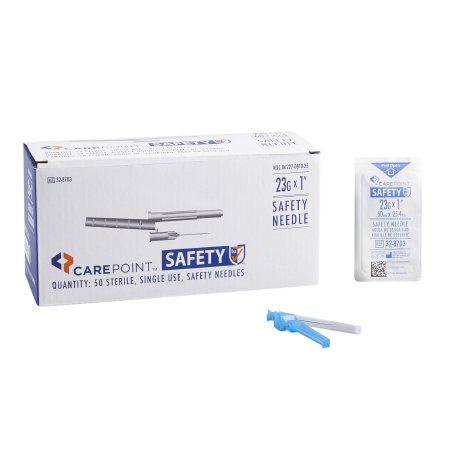 Allison Medical Inc Safety Hypodermic Needle Carepoint™ Safety™ 1 Inch Length 23 Gauge Thin Wall Hinged Safety Needle - Box of 1 - 32-8703-BX