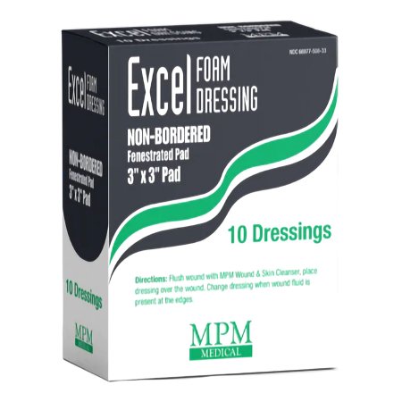MPM Medical Foam Dressing MPM 3 X 3 Inch Without Border Waterproof Backing Nonadhesive Square Sterile - Case of 100 - MP00508-CS