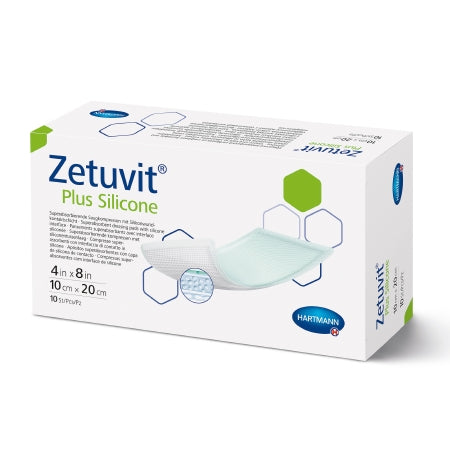 Hartmann Super Absorbent Dressing Zetuvit® Plus Silicone Non-Bordered 4 X 8 Inch Rectangle - Each - 413116-EA