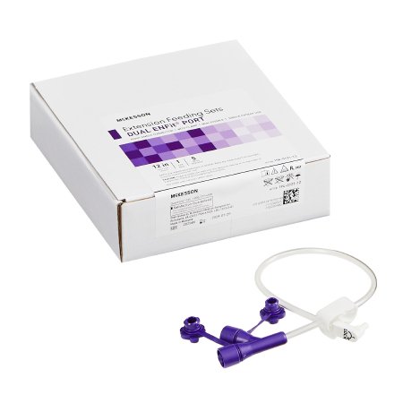 McKesson Enteral Feeding Extension Set McKesson 12 Inch, Enfit, Y-Port, Right Angle Connector and Clamp, NonSterile - Case of 30 - 194-0121-12-CS