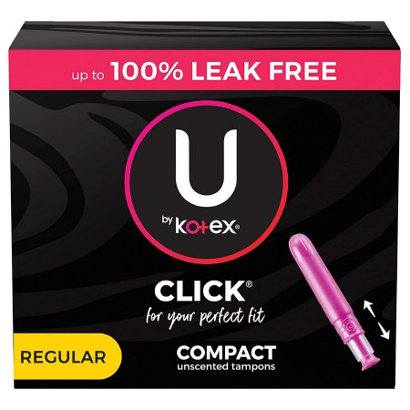 Kimberly Clark Tampon U by Kotex® Click® Regular Absorbency Plastic Applicator Individually Wrapped - Case of 128 - 53445-CS