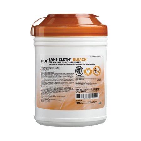 Professional Disposables Sani-Cloth® Bleach Surface Disinfectant Cleaner Premoistened Germicidal Manual Pull Wipe 160 Count Canister Bleach Scent NonSterile - Case of 1920 - P84172-CS