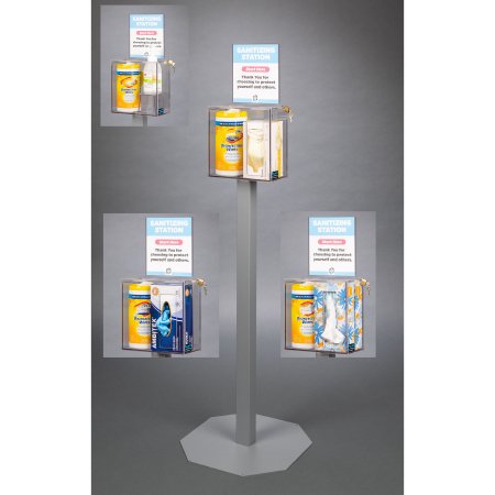 Poltex Inc Sanitizing Stand Poltex Floor Standing 2 Boxes Clear 53 Inch Height Powder Coated Steel and Acrylic - Each - SANSTAT9-2STL-EA