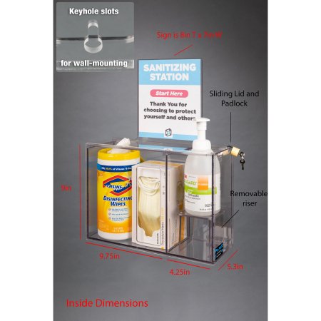 Poltex Inc Sanitizing Station Poltex Wall Mount 3 Position Clear 14 X 5.3 X 9 Inch PETG - Each - SANSTAT13-W-EA