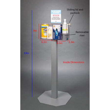 Poltex Inc Sanitizing Station Poltex VHB Tape 4 Position Clear 16.8 X 5.3 X 9 Inch PETG - Each - SANSTAT17-3STL-EA